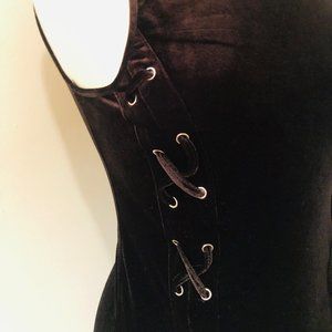 NWT Shinestar Black Velvet Lace Up Mini Dress.